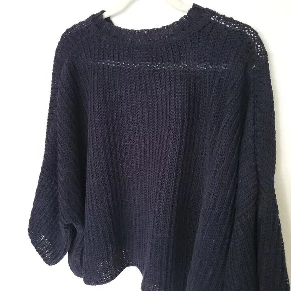 Vintage Eskandar Knit 100% Linen Sweater Womens Large Blue see through Lagenlook - Picture 14 of 16